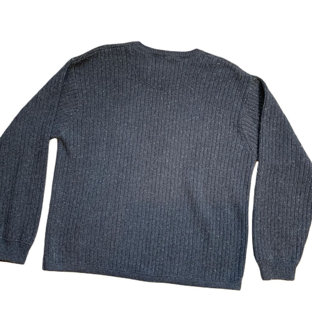 American Eagle Charcoal Ribbed Knit Crew Neck Wool Blend Grandpacore Sweater XL - Picture 9 of 11